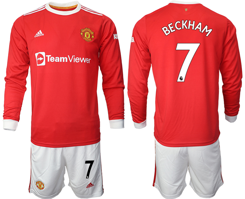 Men 2021-2022 Club Manchester united home red Long Sleeve #7 Soccer Jersey